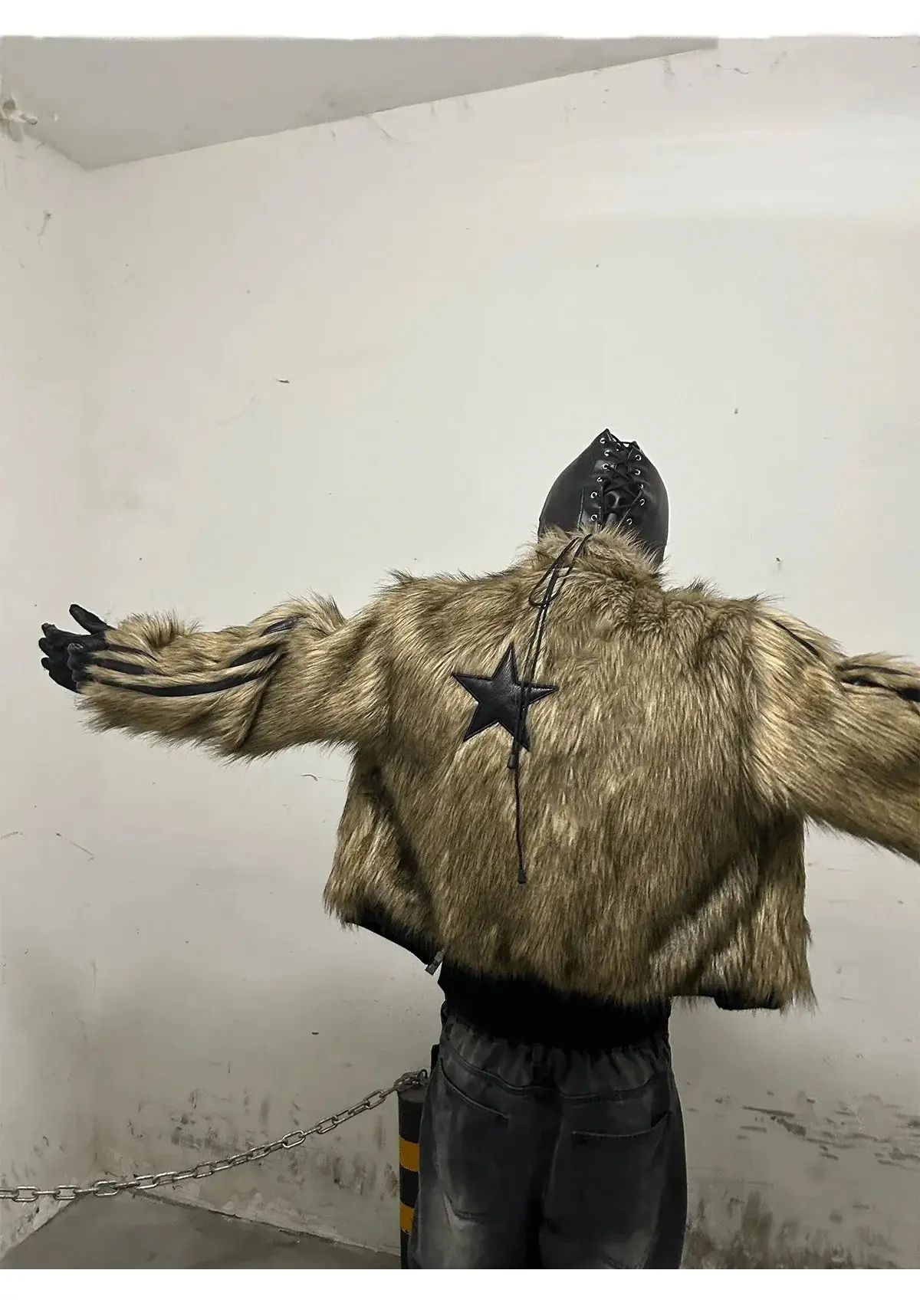 Reversible Striped Faux Fur Leather Jacket