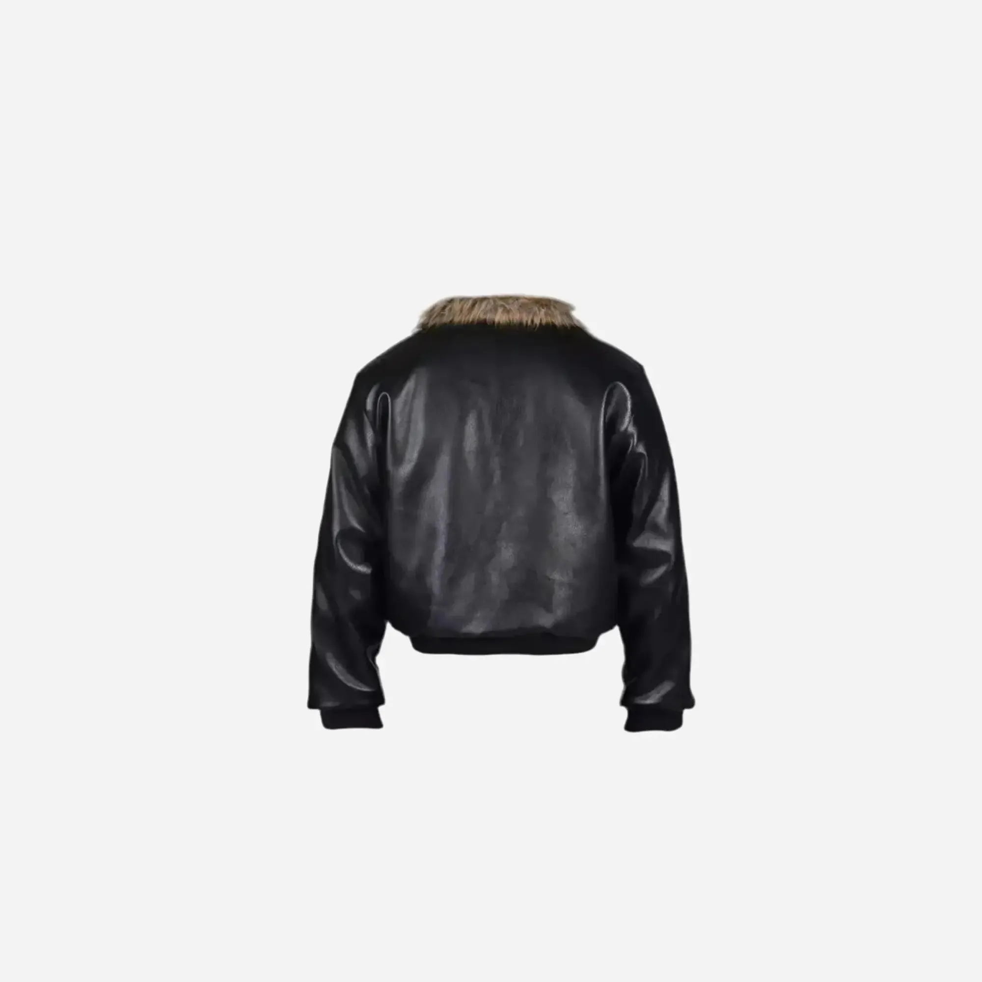 Reversible Striped Faux Fur Leather Jacket