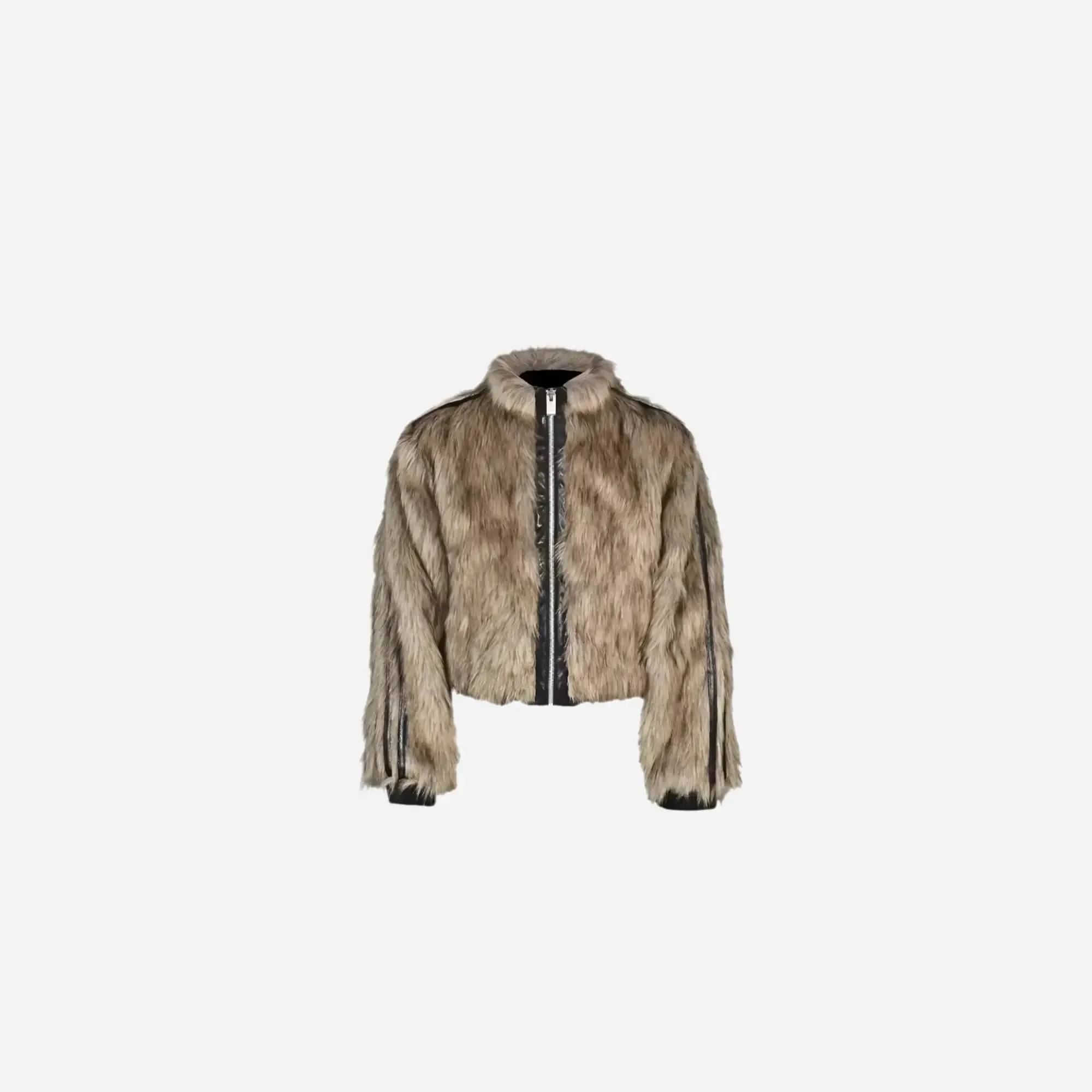 Reversible Striped Faux Fur Leather Jacket