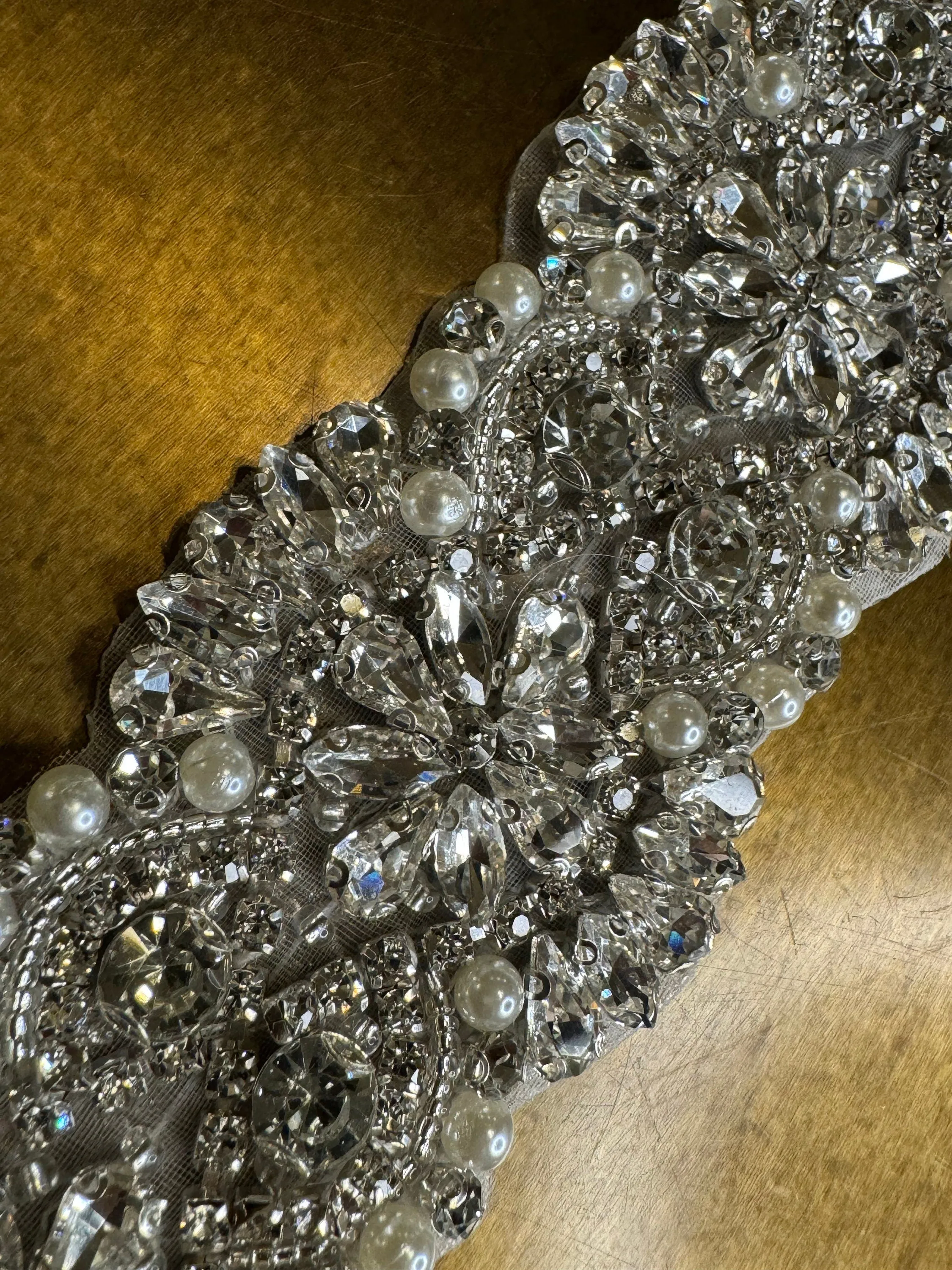 Rhinestone Diamante Trim, Wedding Dress, Bridal, Belt, Bridalwear, Wedding Dresses, Bead Applique, Silver, Sew on, Iron on, 2” (5cm) Wide