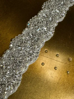 Rhinestone Diamante Trim, Wedding Dress, Bridal, Belt, Bridalwear, Wedding Dresses, Bead Applique, Silver, Sew on, Iron on, 2” (5cm) Wide