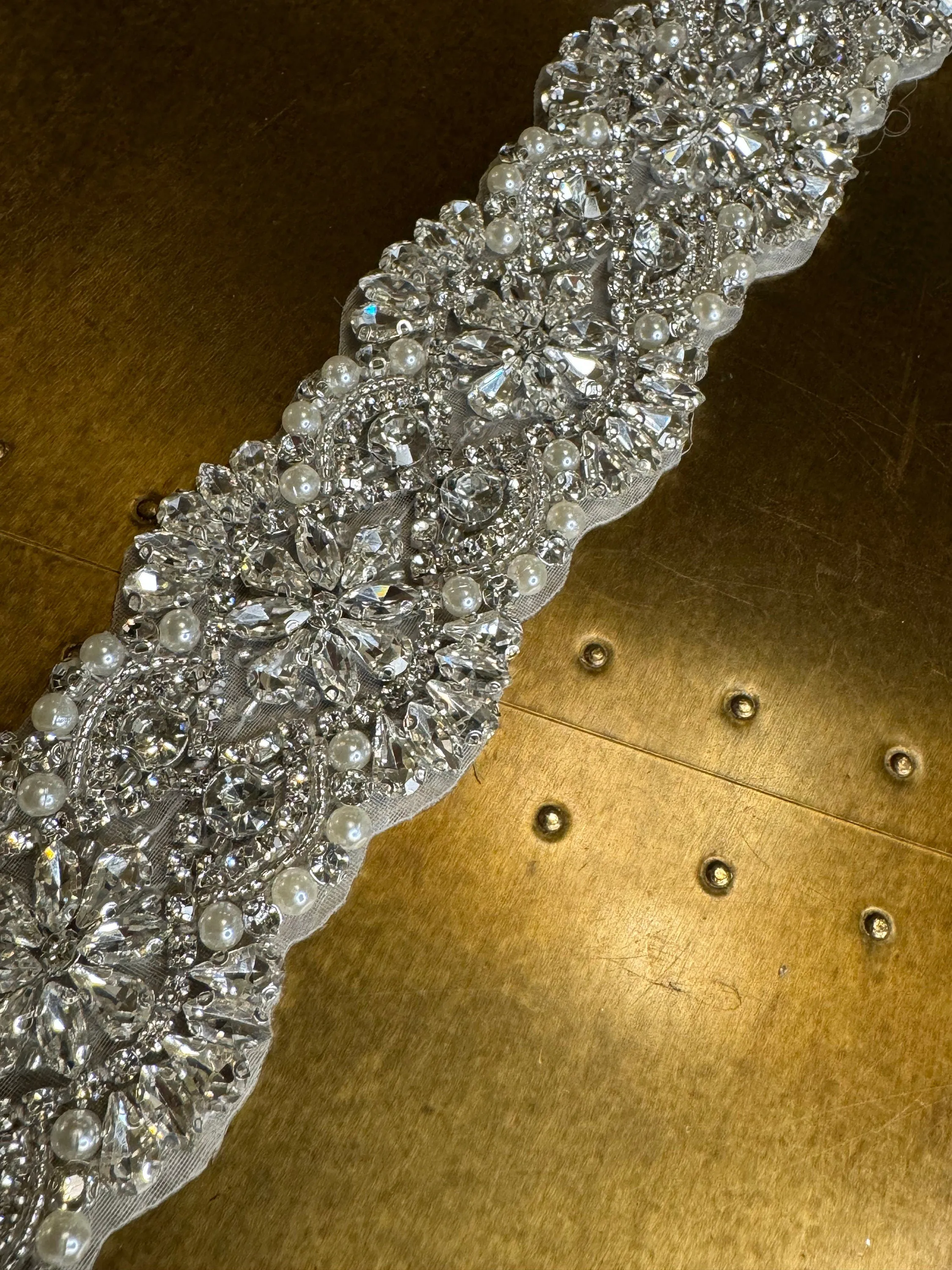 Rhinestone Diamante Trim, Wedding Dress, Bridal, Belt, Bridalwear, Wedding Dresses, Bead Applique, Silver, Sew on, Iron on, 2” (5cm) Wide