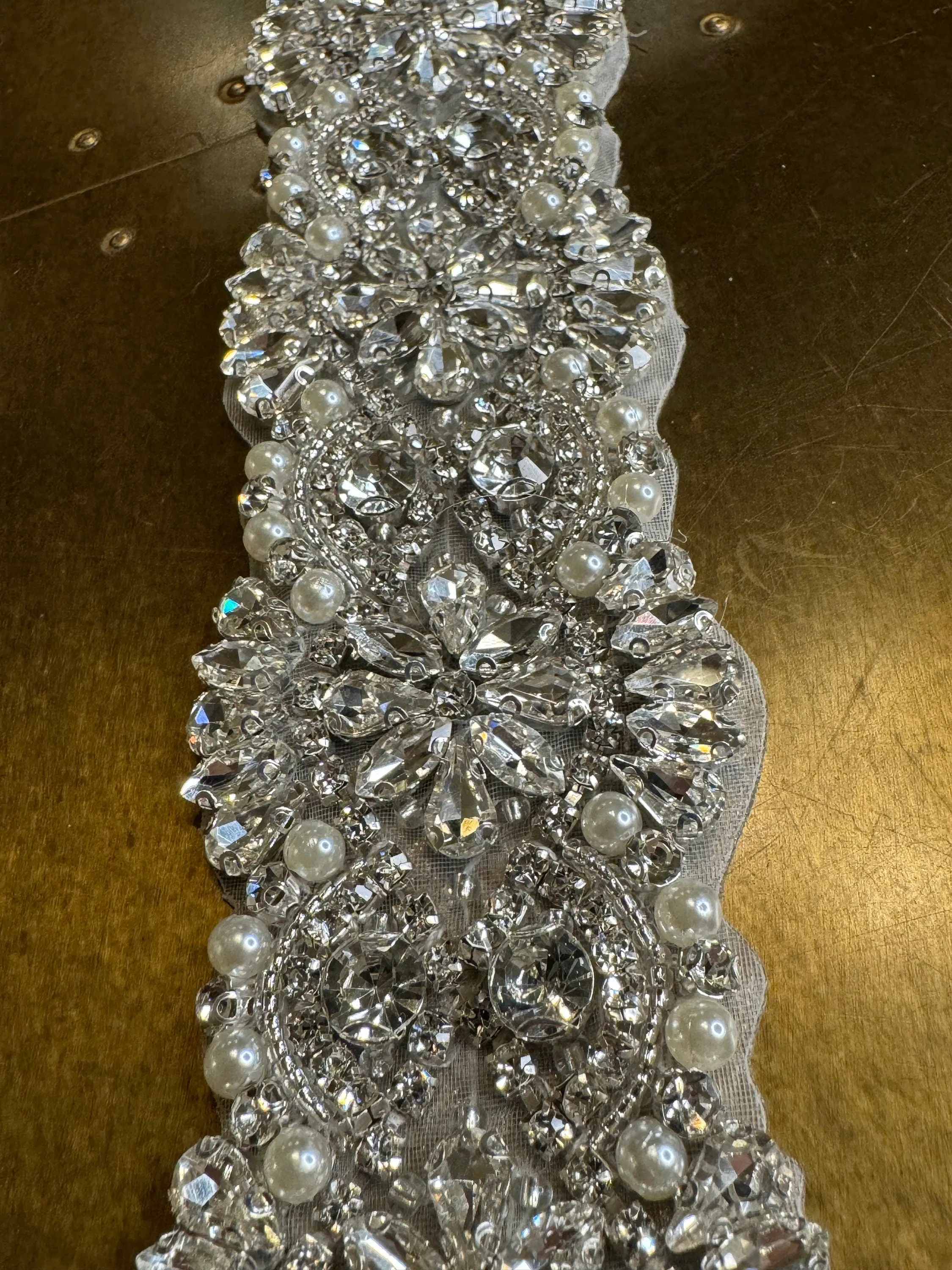 Rhinestone Diamante Trim, Wedding Dress, Bridal, Belt, Bridalwear, Wedding Dresses, Bead Applique, Silver, Sew on, Iron on, 2” (5cm) Wide
