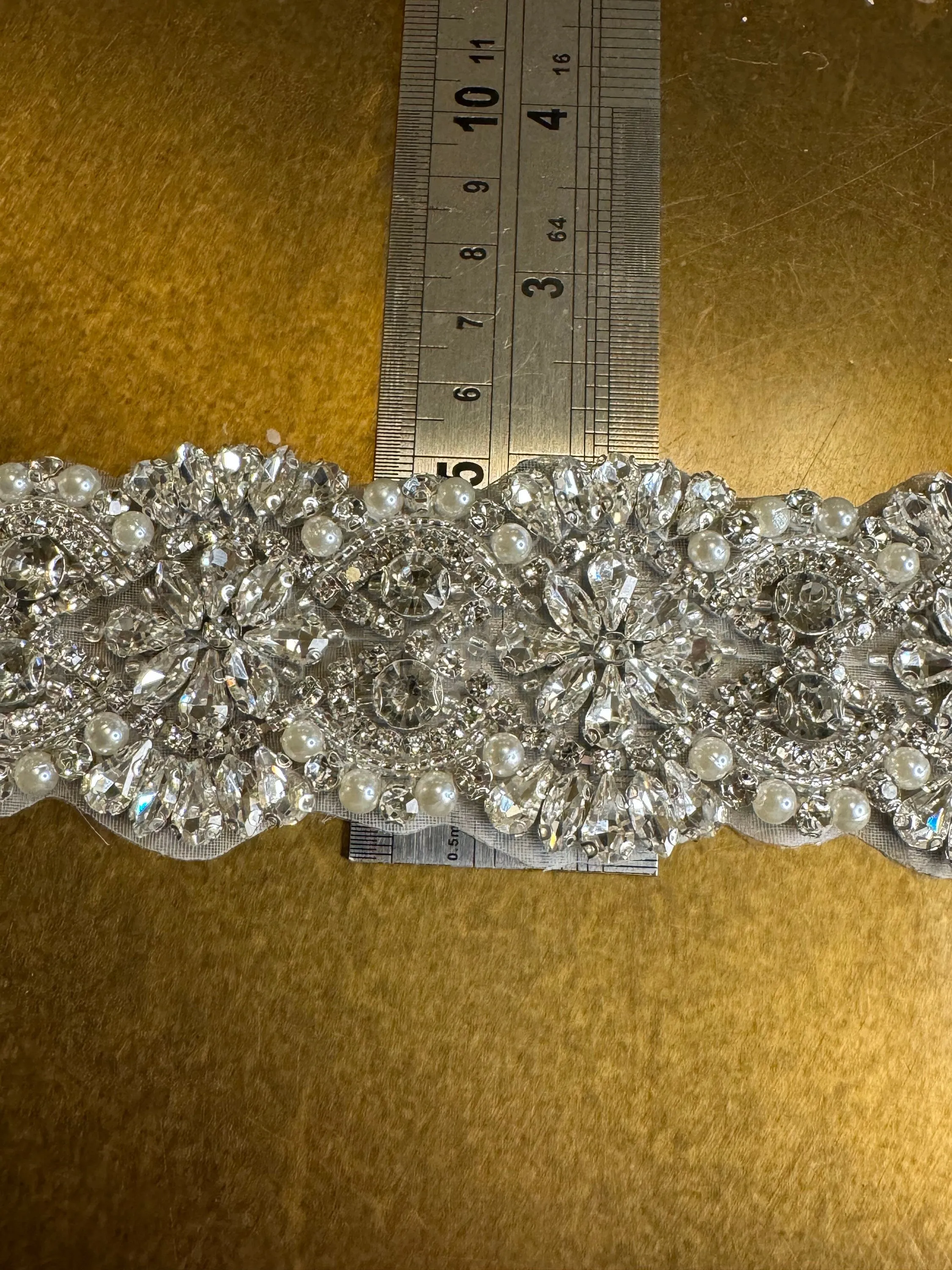 Rhinestone Diamante Trim, Wedding Dress, Bridal, Belt, Bridalwear, Wedding Dresses, Bead Applique, Silver, Sew on, Iron on, 2” (5cm) Wide