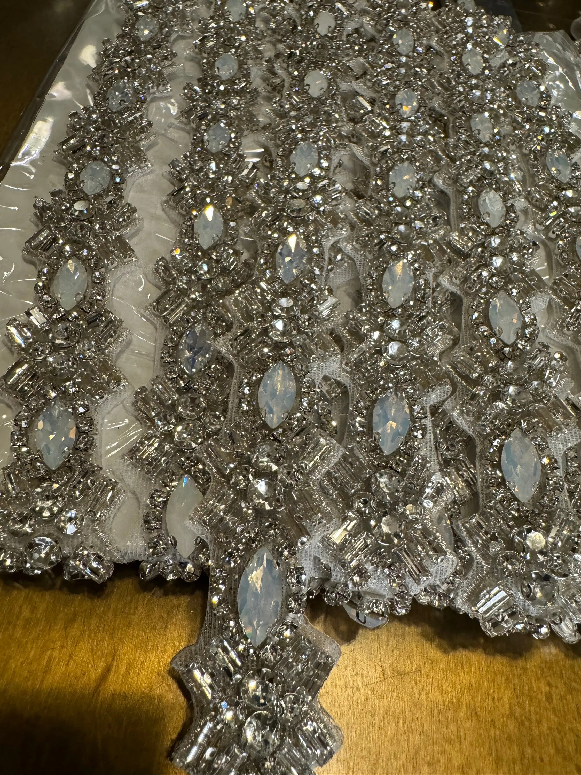 Rhinestone Wavey Diamante Trim, Wedding Dress, Bridal, Belt, Bridalwear, Wedding Dresses, Bead Applique, Silver, Sew on, Iron on, 2.8cm Wide