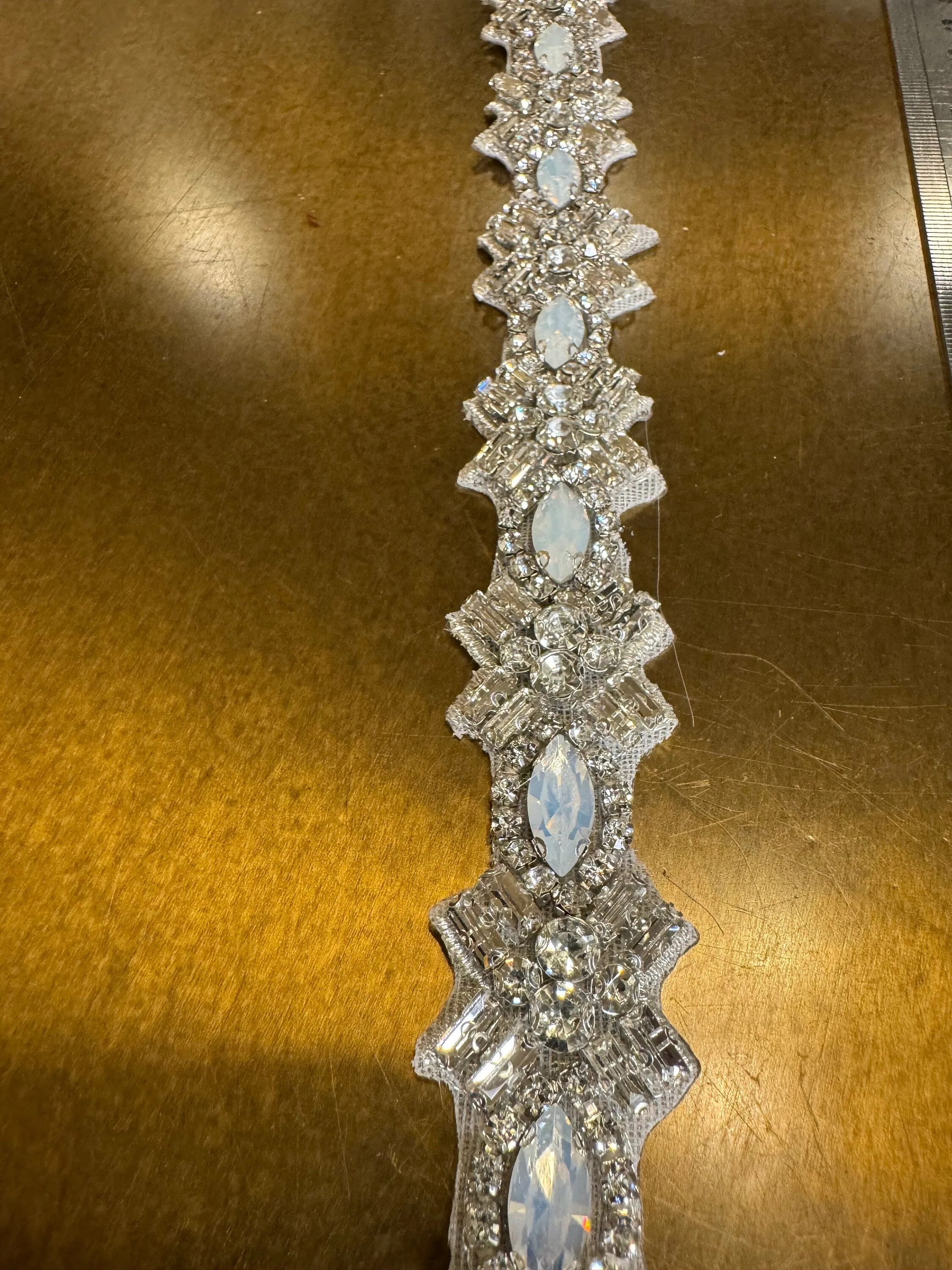 Rhinestone Wavey Diamante Trim, Wedding Dress, Bridal, Belt, Bridalwear, Wedding Dresses, Bead Applique, Silver, Sew on, Iron on, 2.8cm Wide