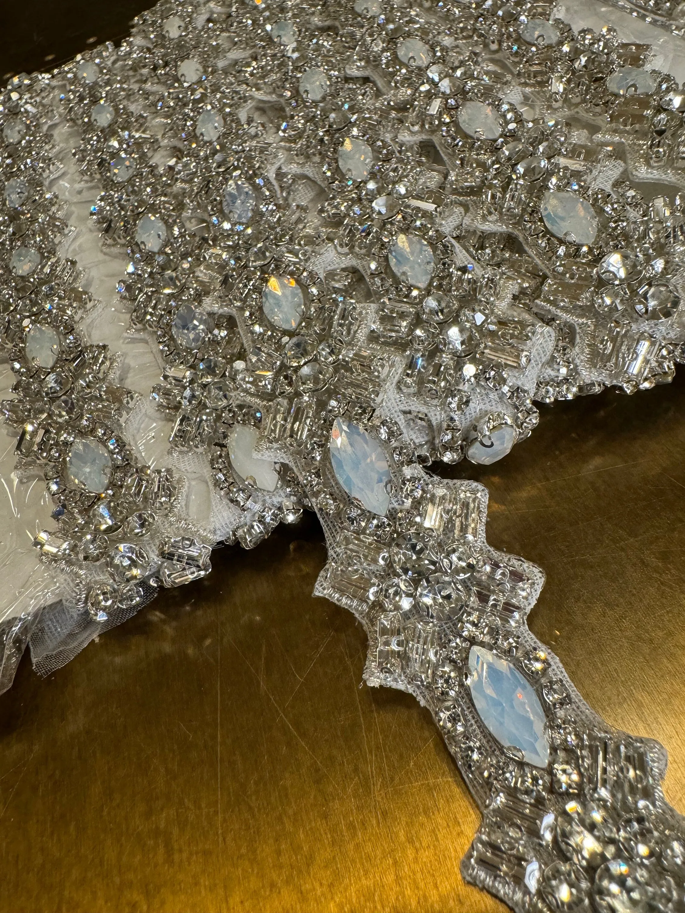 Rhinestone Wavey Diamante Trim, Wedding Dress, Bridal, Belt, Bridalwear, Wedding Dresses, Bead Applique, Silver, Sew on, Iron on, 2.8cm Wide