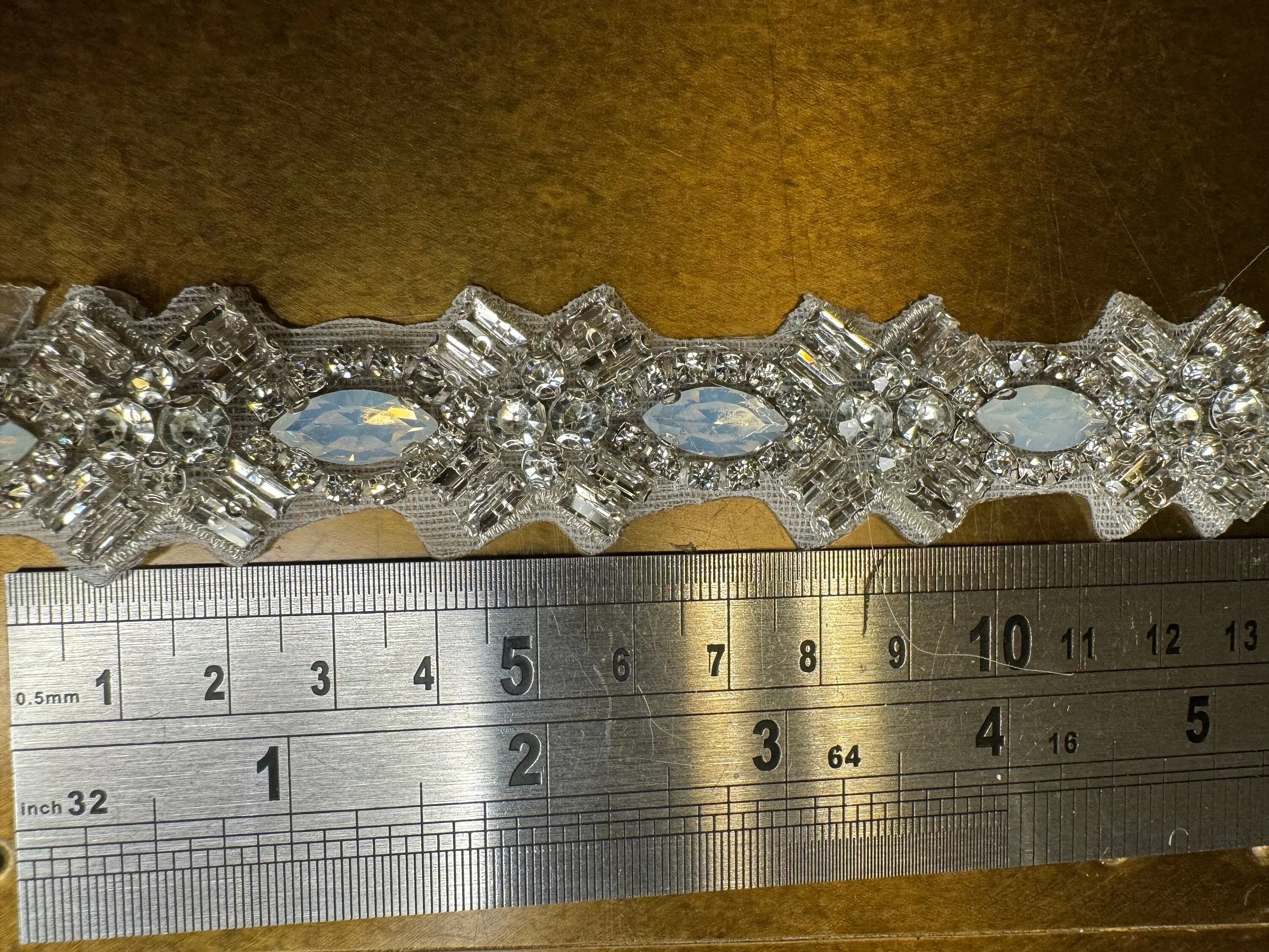 Rhinestone Wavey Diamante Trim, Wedding Dress, Bridal, Belt, Bridalwear, Wedding Dresses, Bead Applique, Silver, Sew on, Iron on, 2.8cm Wide