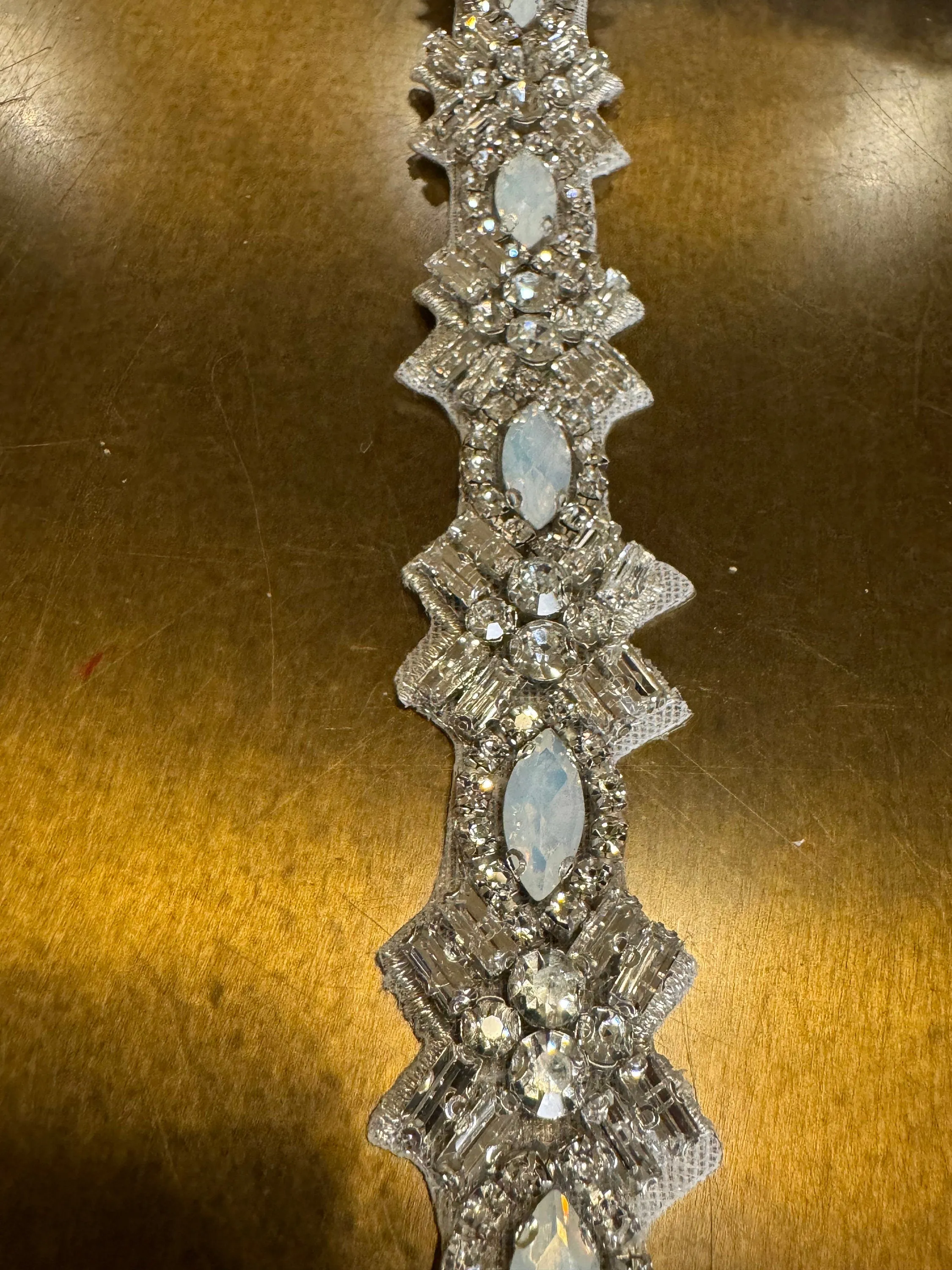 Rhinestone Wavey Diamante Trim, Wedding Dress, Bridal, Belt, Bridalwear, Wedding Dresses, Bead Applique, Silver, Sew on, Iron on, 2.8cm Wide