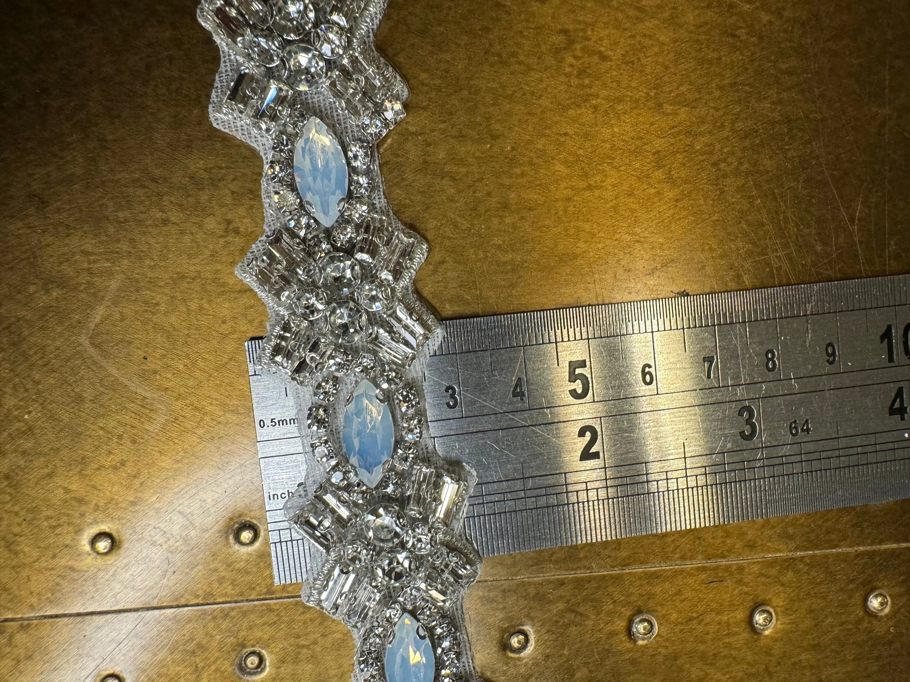 Rhinestone Wavey Diamante Trim, Wedding Dress, Bridal, Belt, Bridalwear, Wedding Dresses, Bead Applique, Silver, Sew on, Iron on, 2.8cm Wide