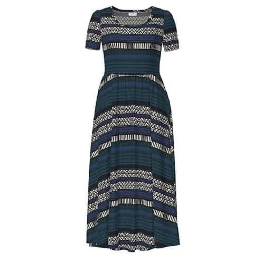 Riley - Black Green Blue Geo Boho Stripe
