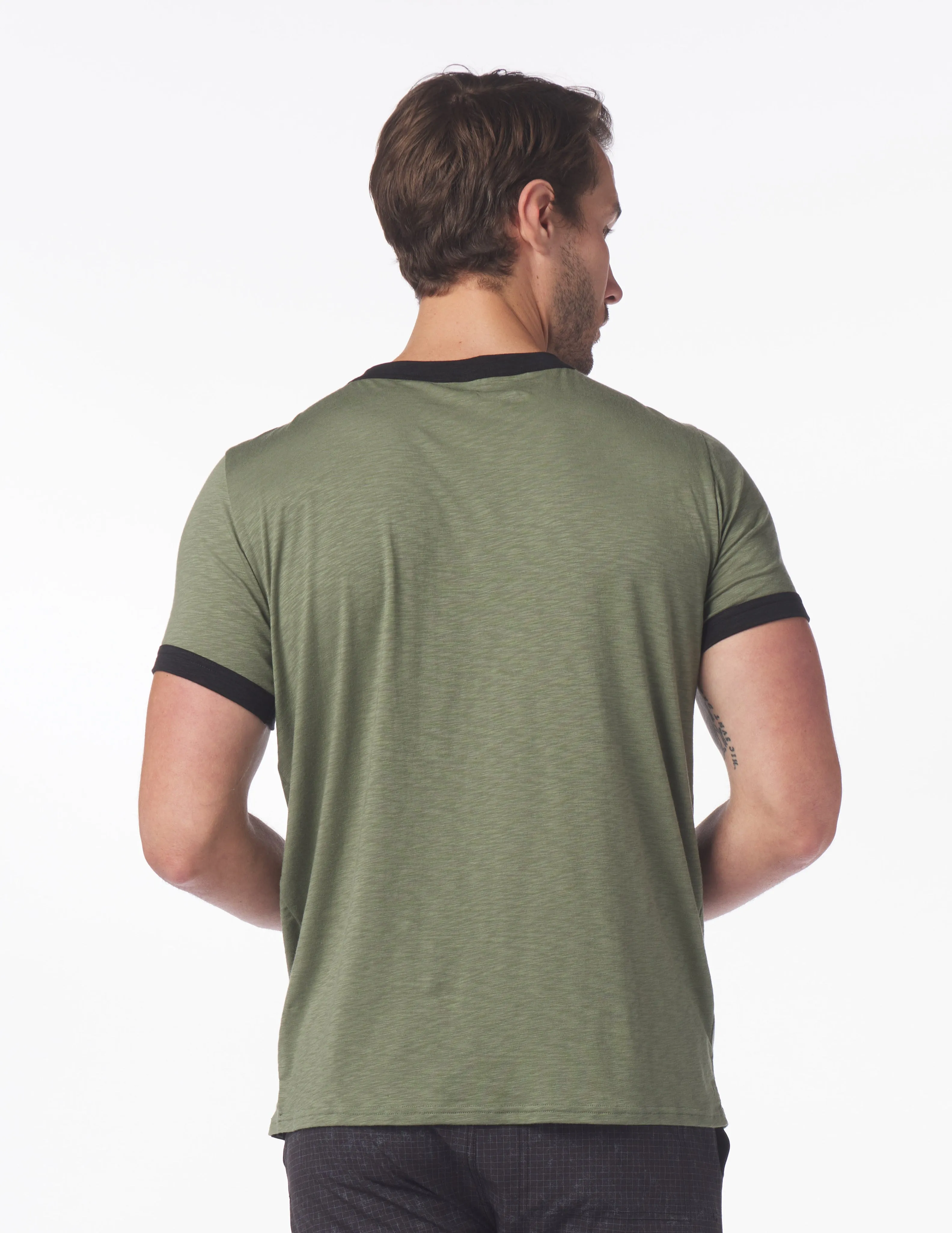 Ringer Tee: Moss Heather