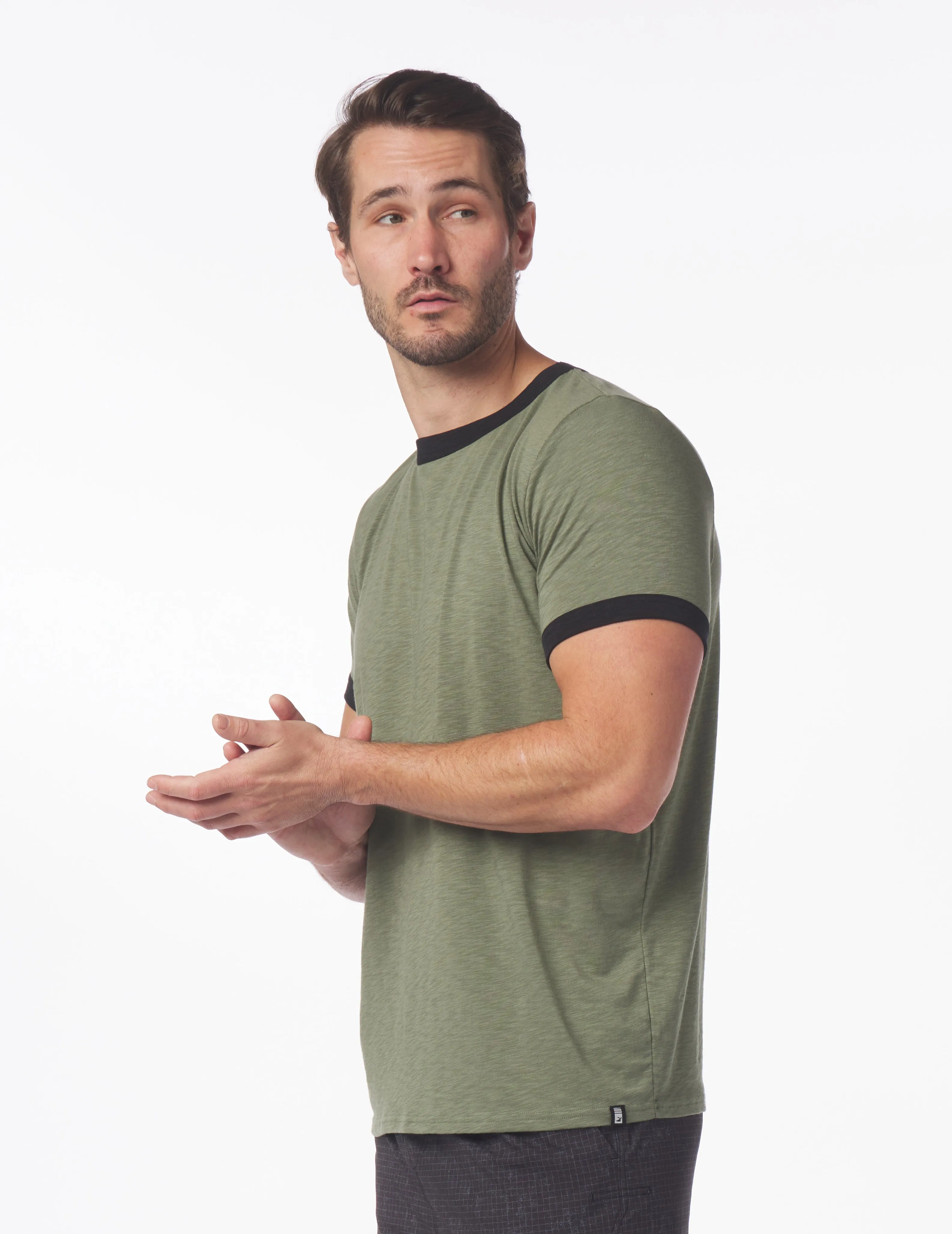 Ringer Tee: Moss Heather