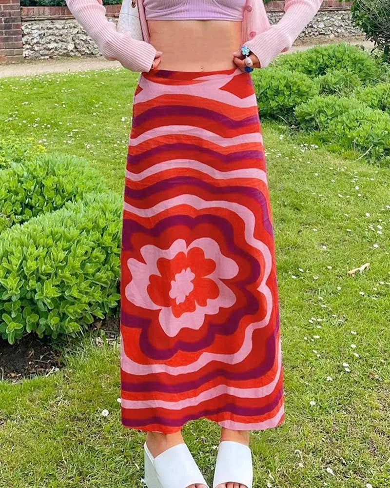 Rippling Flowers Maxi Skirt