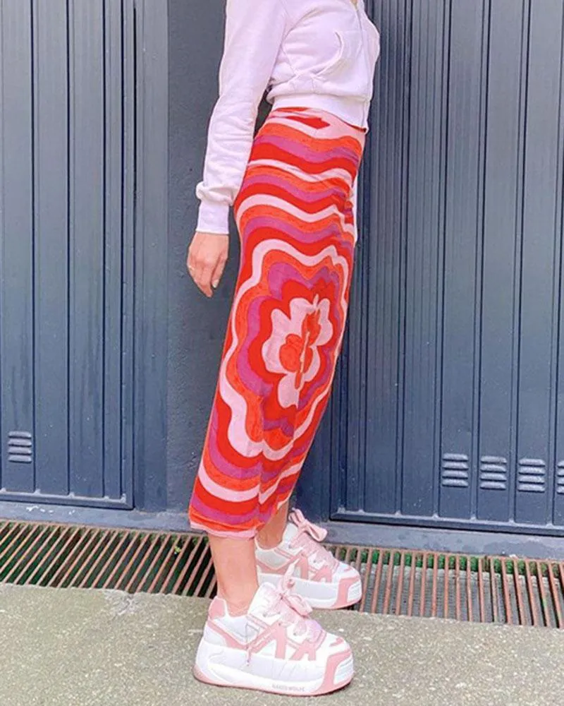 Rippling Flowers Maxi Skirt