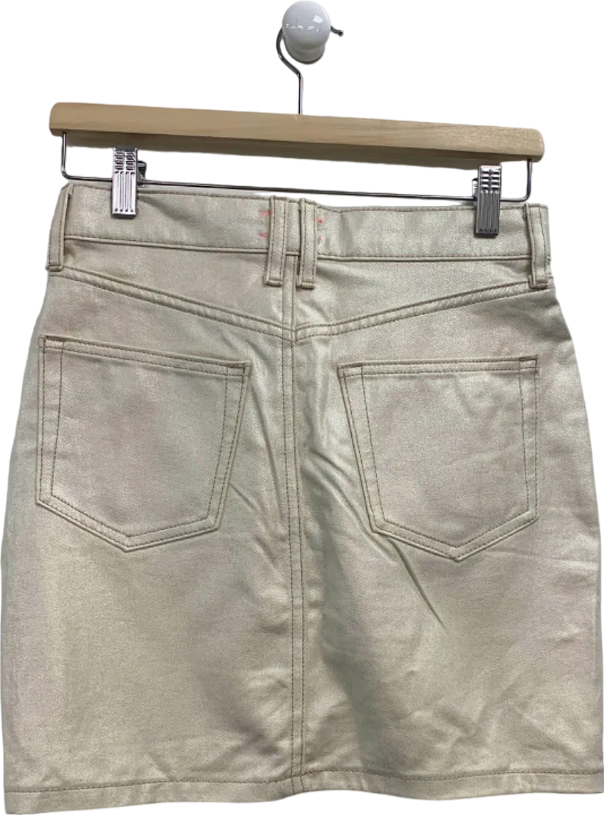 River Island Beige Denim Mini Skirt UK 6