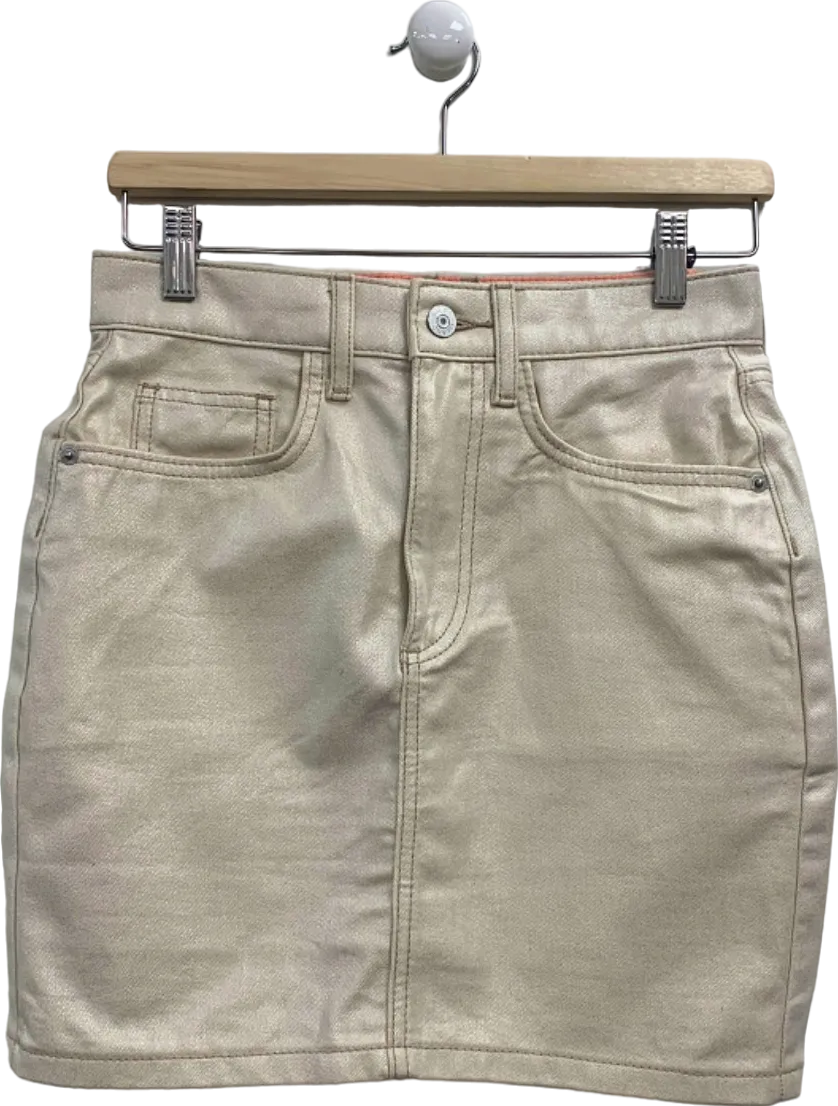 River Island Beige Denim Mini Skirt UK 6