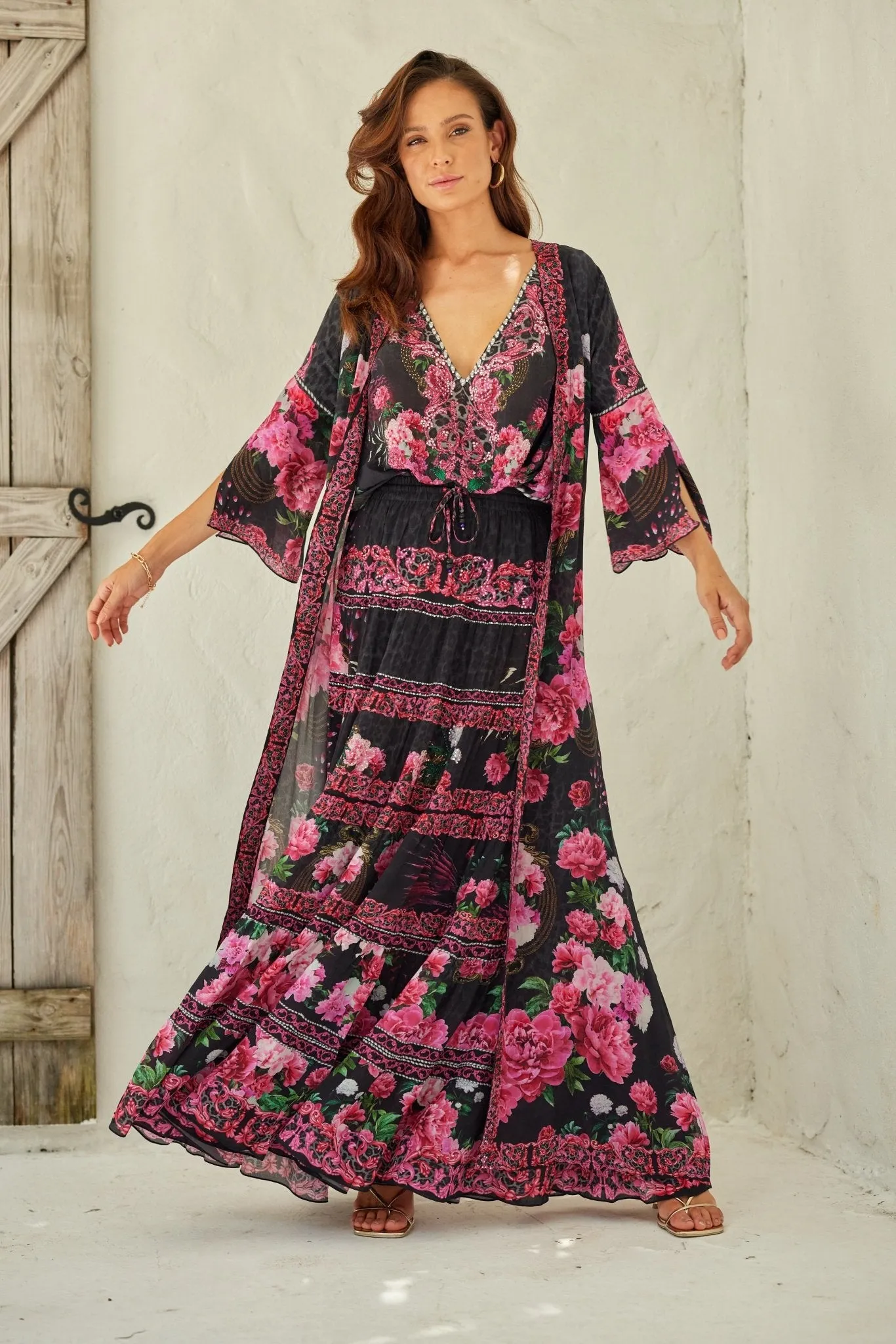 Romantic Flowers Maxi Skirt