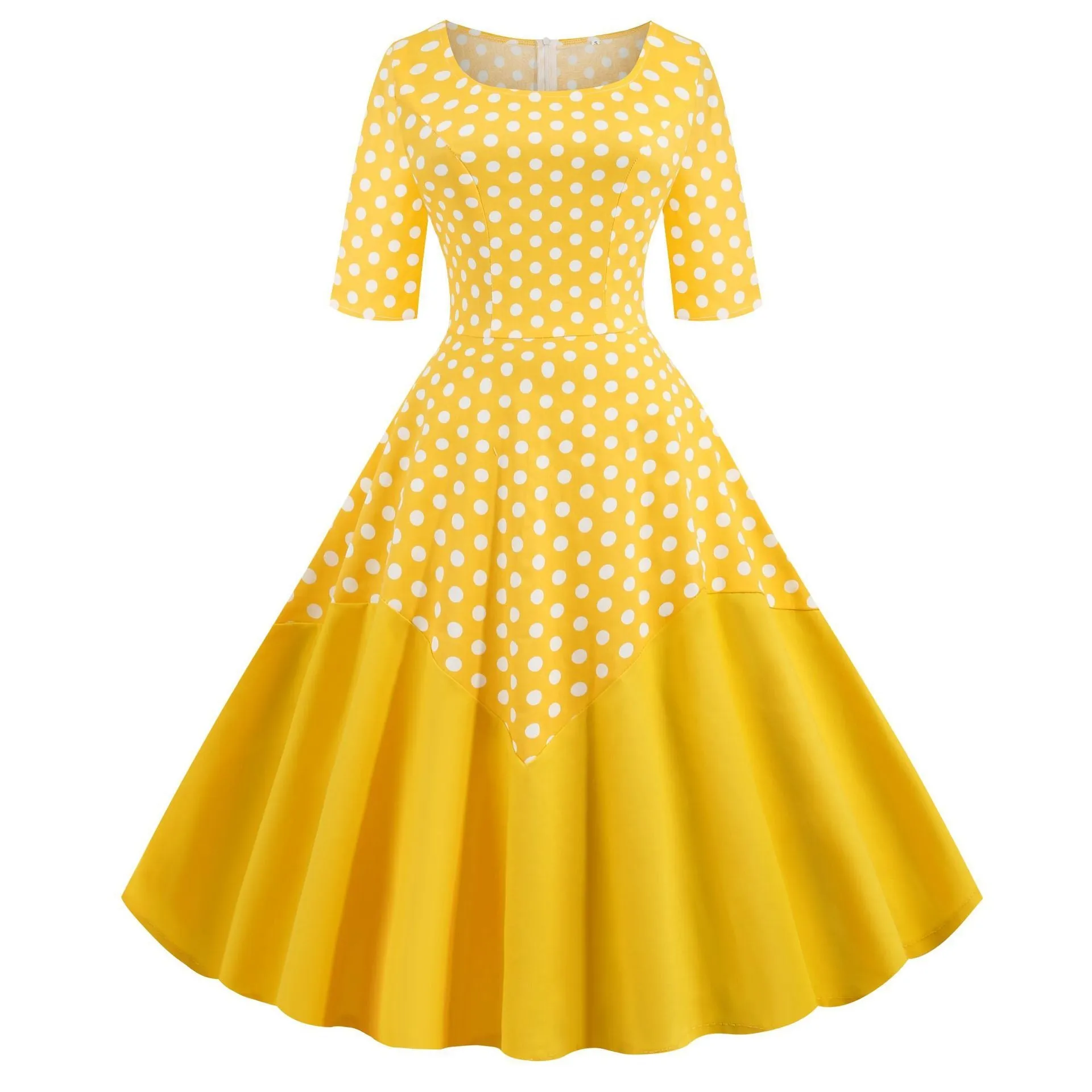 Round Neck Half Sleeves Vintage Dresses