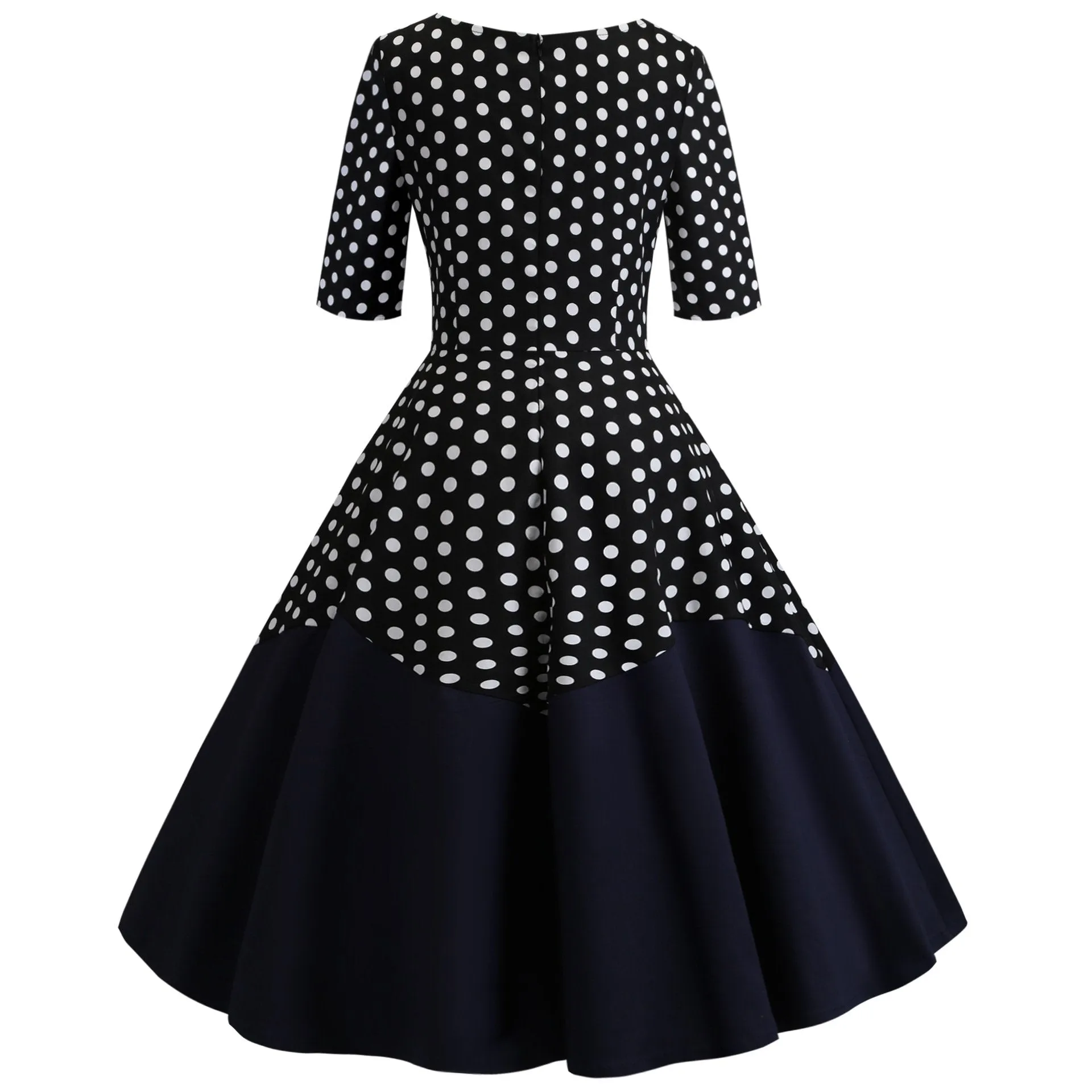 Round Neck Half Sleeves Vintage Dresses