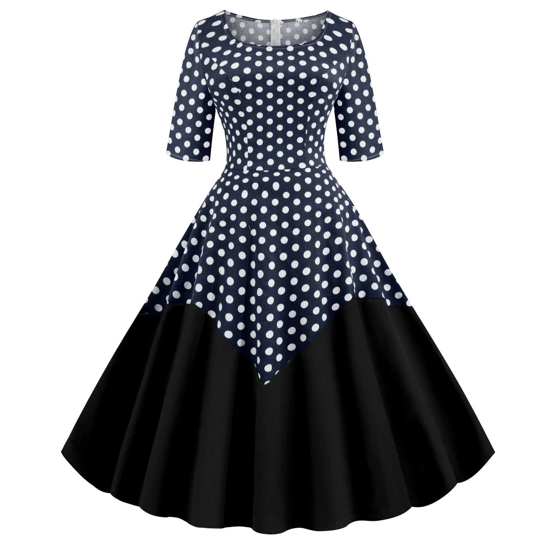 Round Neck Half Sleeves Vintage Dresses