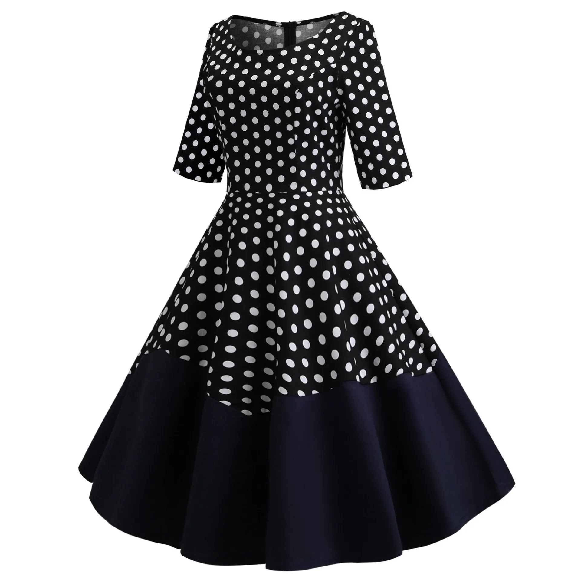 Round Neck Half Sleeves Vintage Dresses