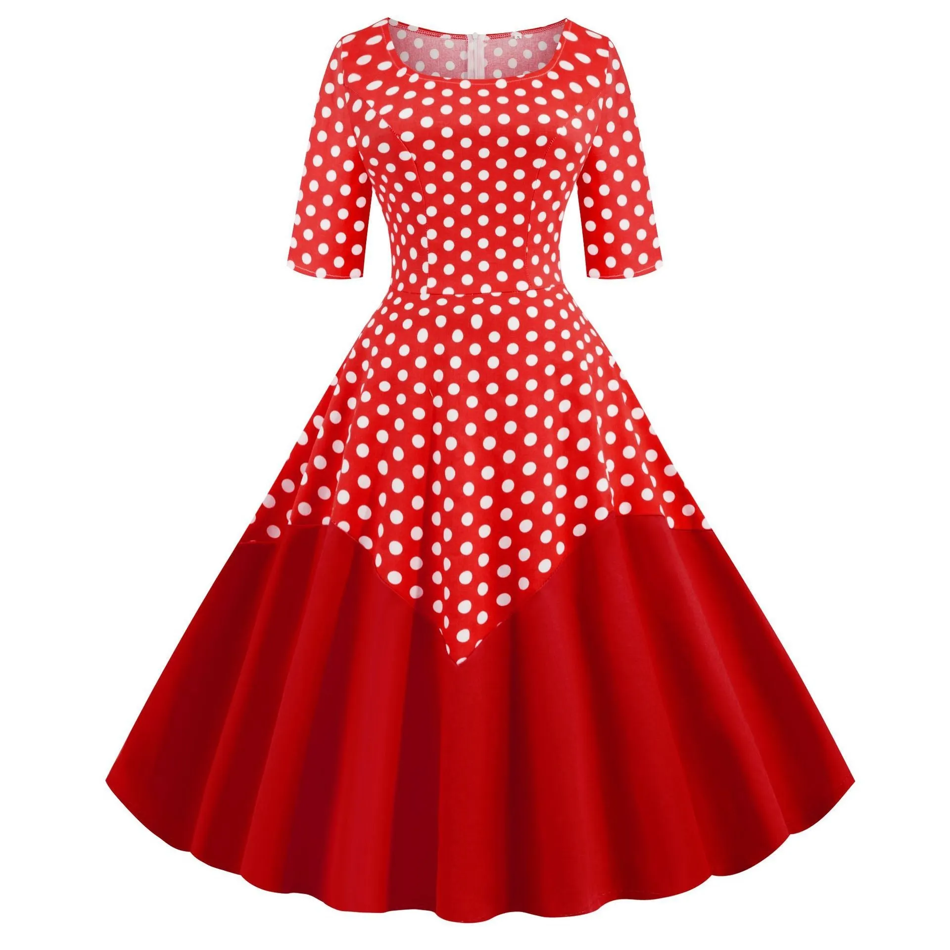Round Neck Half Sleeves Vintage Dresses