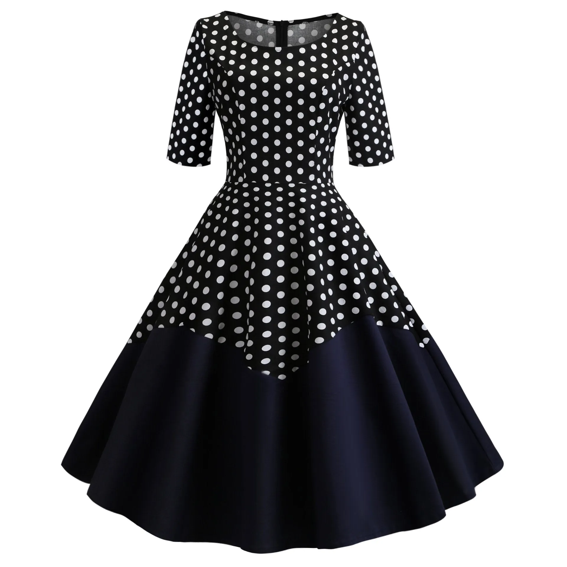 Round Neck Half Sleeves Vintage Dresses