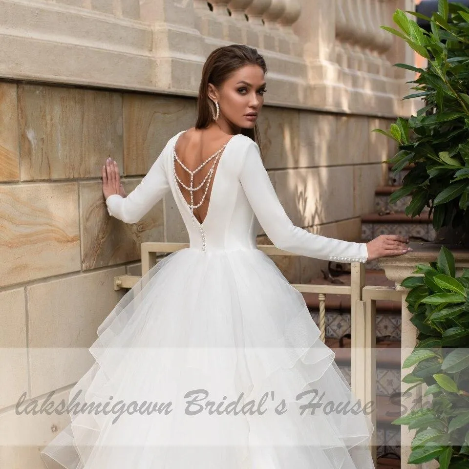 Roycebridal Vintage Ruffles Wedding Dress Long Sleeve