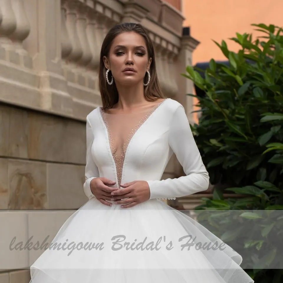 Roycebridal Vintage Ruffles Wedding Dress Long Sleeve