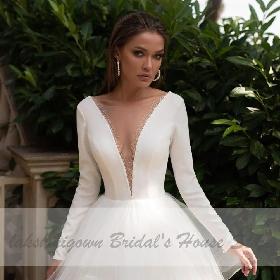 Roycebridal Vintage Ruffles Wedding Dress Long Sleeve