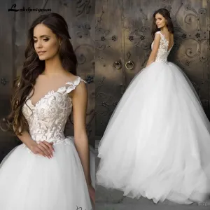 Roycebridal Vintage Turkey Plus Size Lace Ball Gown Wedding Dress