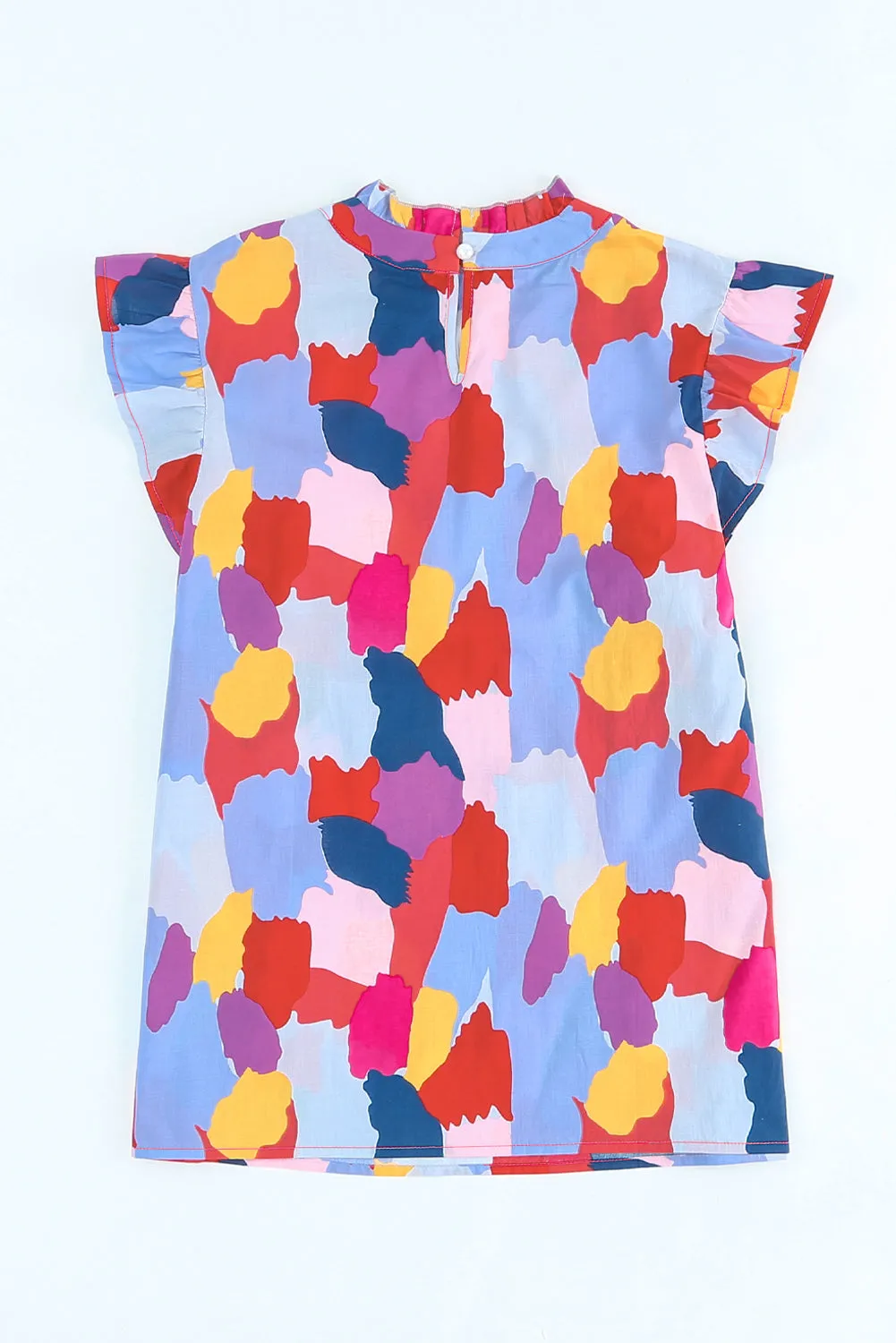 Ruffle Cap Frill Mock Neck Top
