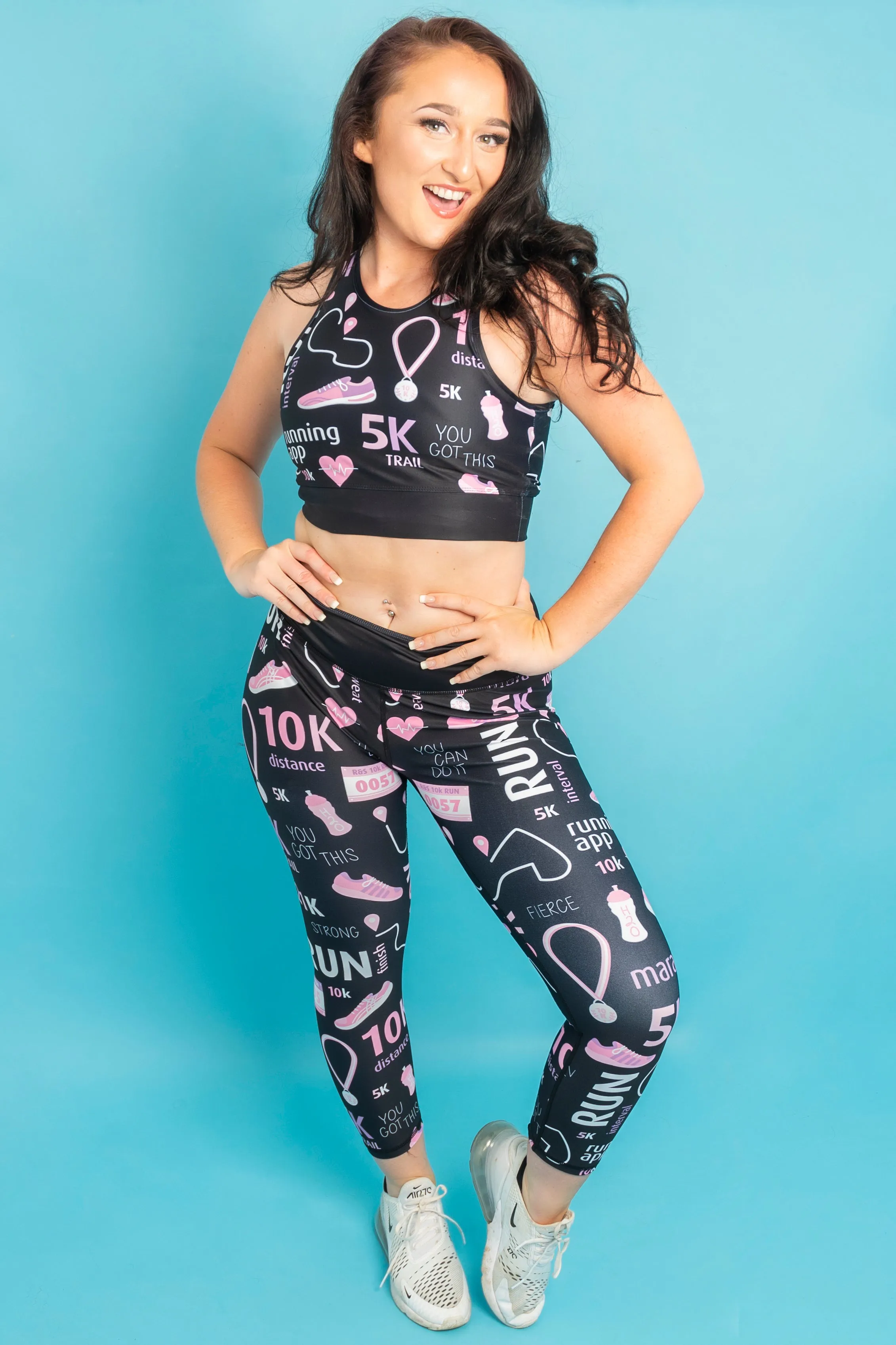 Runners (black & pink) Women’s Activewear Leggings Regular Length
