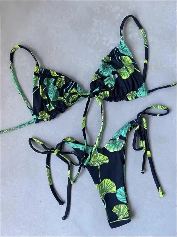 Ruotongsept low waist bikinis 2022 triangle swimwear female swimsuit women print bikini set