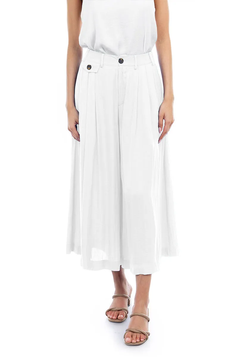 Satin Culotte Pants With Elastic Waist