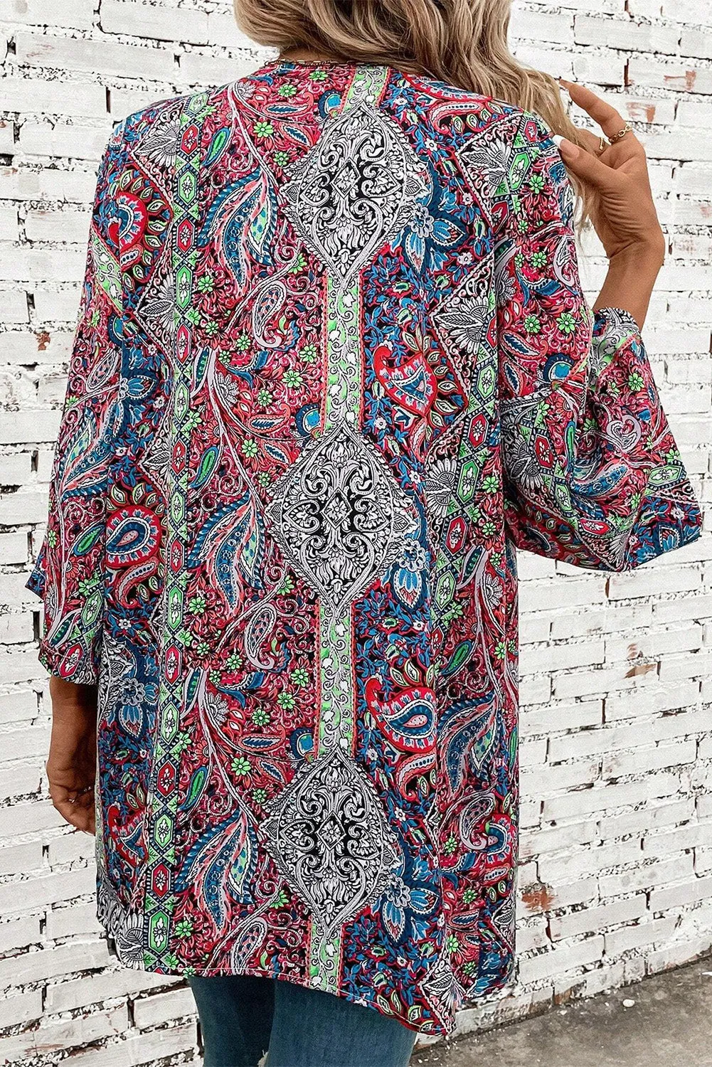 Scarlet Mirage Open Front Kimono – Red Paisley