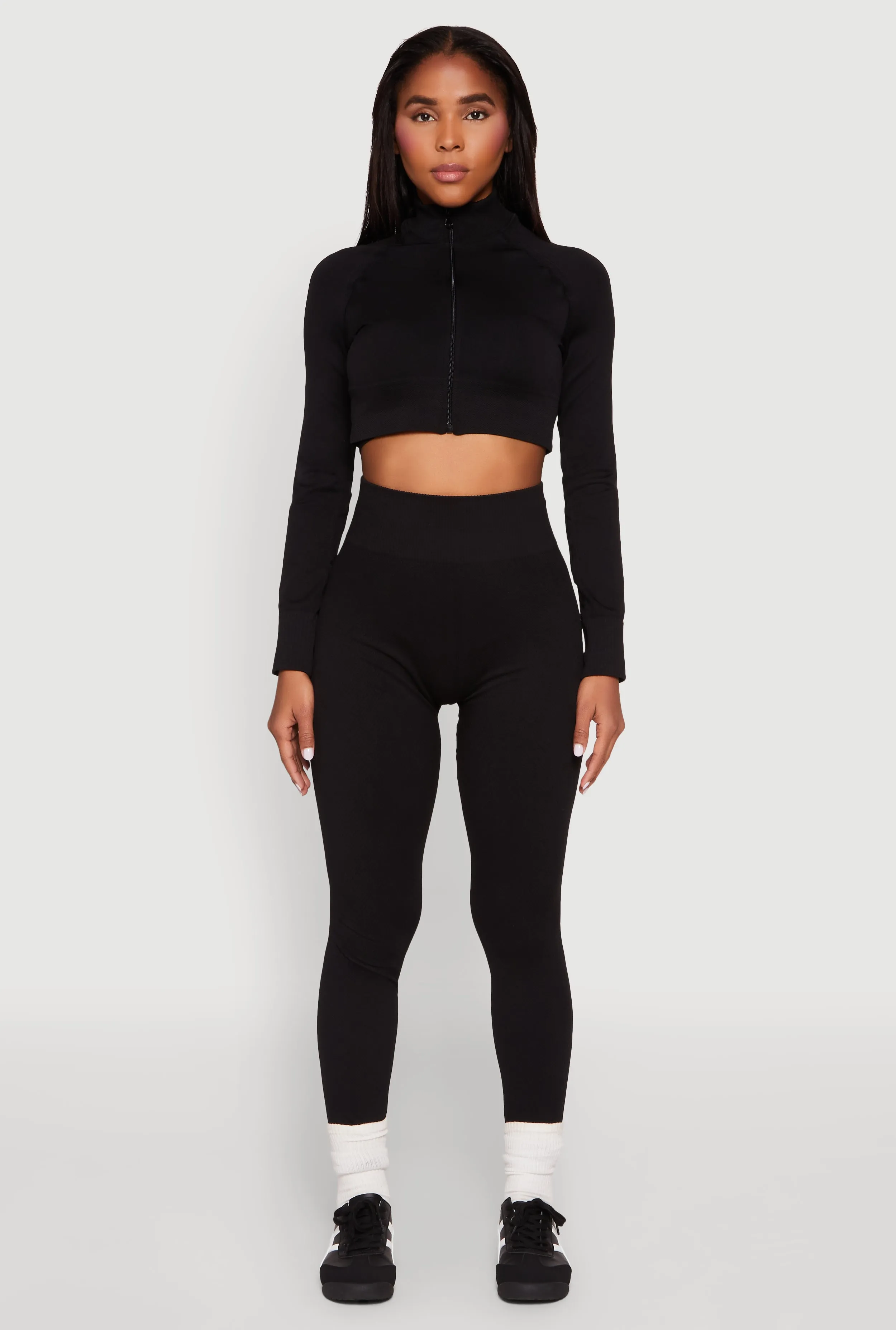 Seamless Mock Neck Zip Front Track Jacket