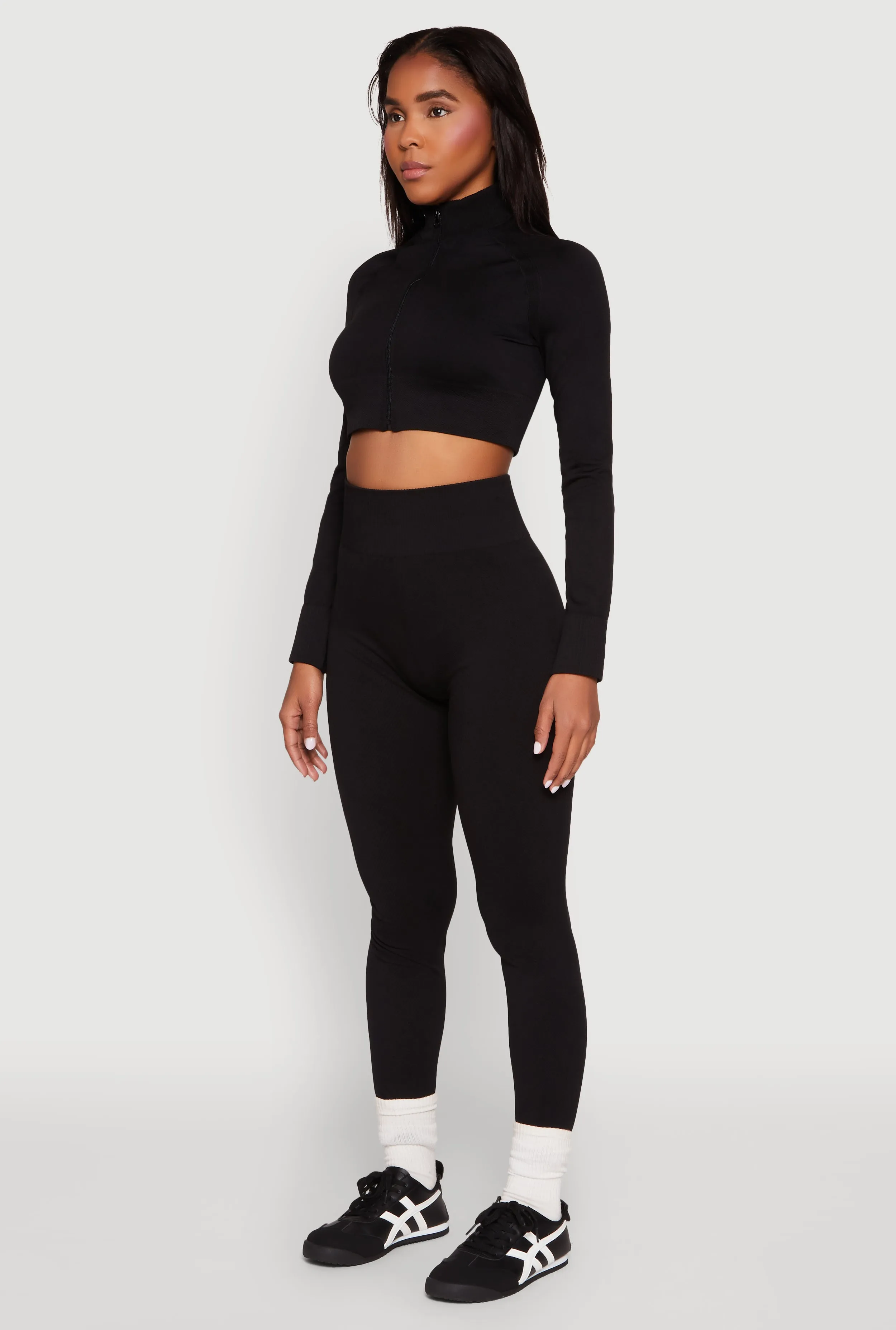 Seamless Mock Neck Zip Front Track Jacket