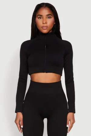 Seamless Mock Neck Zip Front Track Jacket