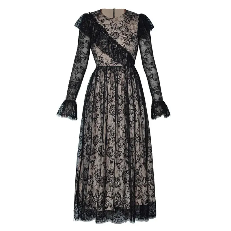 Selene Black Lace Vintage Dress