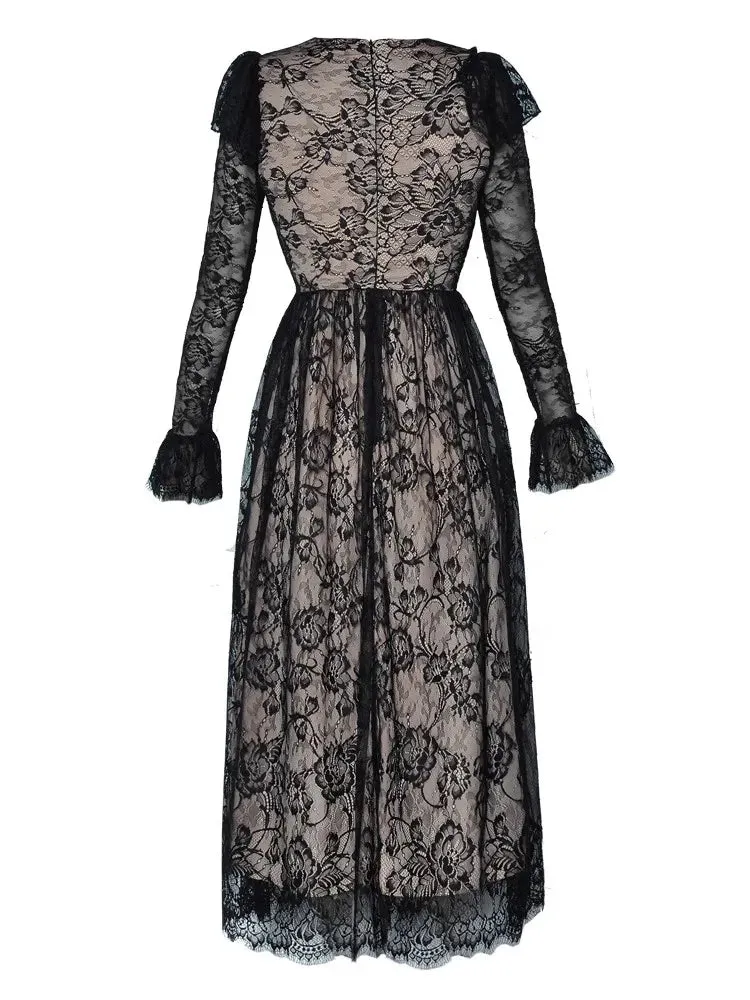 Selene Black Lace Vintage Dress