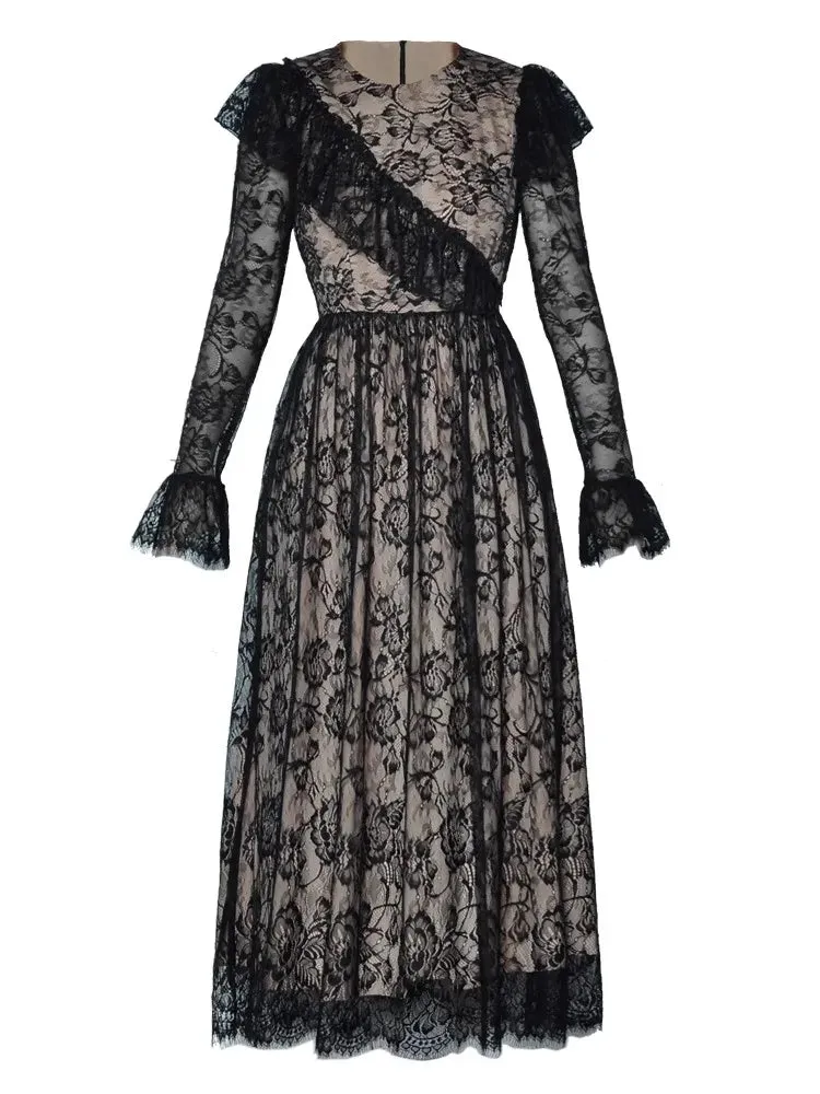 Selene Black Lace Vintage Dress