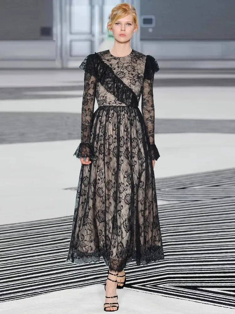 Selene Black Lace Vintage Dress