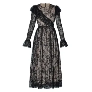 Selene Black Lace Vintage Dress