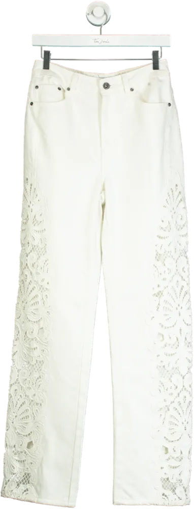 Self-Portrait White Lace Detail Jeans W 26 L 32