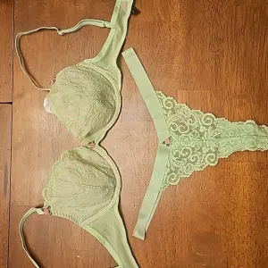 Set, bra, sleep, green, girly, lace, Betsey Johnson, casual, night, wedding, y2k