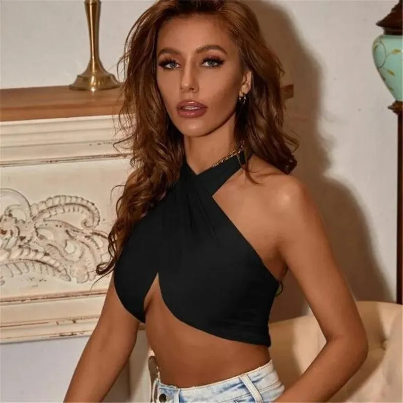 Sexy Black Halter Crop Top