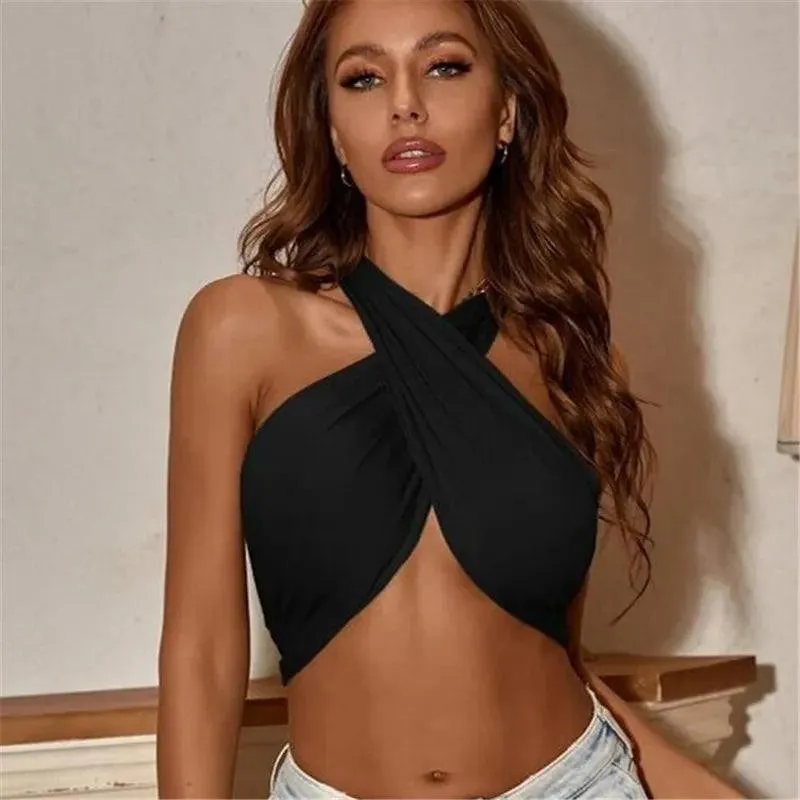 Sexy Black Halter Crop Top