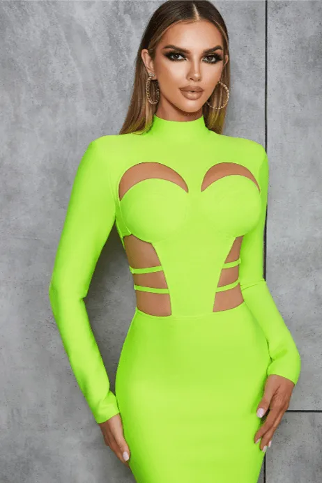 Sexy retro hollow back slit slim long-sleeved dress
